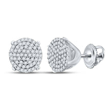  10k White Gold Womens Round Diamond Cluster Earrings 1/3 Cttw