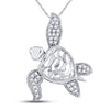 10k White Gold Womens Round Diamond Turtle Tortoise Pendant 1/10 Cttw