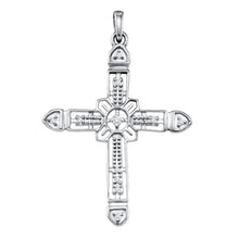  Sterling Silver Womens Round Diamond Cross Pendant 1/20 Cttw