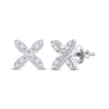 14k White Gold Womens Round Diamond X Fashion Earrings 1/4 Cttw