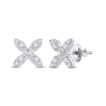  14k White Gold Womens Round Diamond X Fashion Earrings 1/4 Cttw