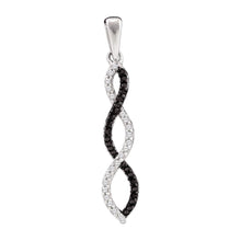  14k White Gold Womens Round Black Color Enhanced Diamond Infinity Pendant 1/8 Cttw