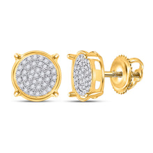  10k Yellow Gold Womens Round Diamond Circle Earrings 1/8 Cttw