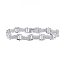  10k White Gold Mens Round Diamond Link Bracelet 1-3/8 Cttw