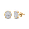 10k Yellow Gold Round Diamond Circle Disk Cluster Earrings 1/4 Cttw
