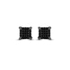 10k White Gold Round Black Color Enhanced Diamond Square Earrings 1/20 Cttw