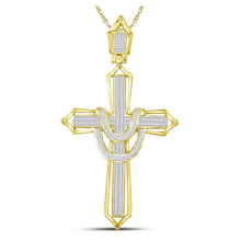  10k Yellow Gold Mens Round Diamond Cross Charm Pendant 1/2 Cttw