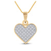 Yellow-tone Sterling Silver Womens Round Diamond Heart Pendant 1/10 Cttw