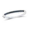 14k White Gold Womens Round Blue Color Enhanced Diamond Bangle Bracelet 1-3/8 Cttw