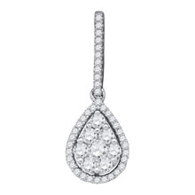  10k White Gold Womens Round Diamond Teardrop Pendant 3/4 Cttw