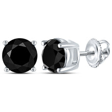  10k White Gold Womens Round Black Color Enhanced Diamond Solitaire Earrings 3 Cttw