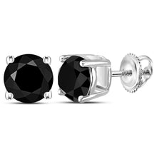  10k White Gold Unisex Round Black Color Enhanced Diamond Solitaire Stud Earrings 4 Cttw