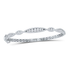  10k White Gold Womens Round Diamond Bangle Bracelet 1 Cttw