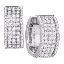  10k White Gold Womens Round Diamond Huggie Earrings 1-5/8 Cttw