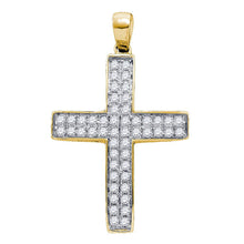  10k Yellow Gold Womens Round Diamond Cross Pendant 1/2 Cttw