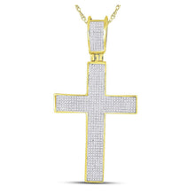  10k Yellow Gold Mens Round Diamond Cross Charm Pendant 1 Cttw
