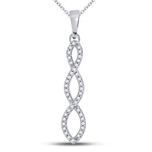  10k White Gold Womens Round Diamond Twist Fashion Pendant 1/8 Cttw