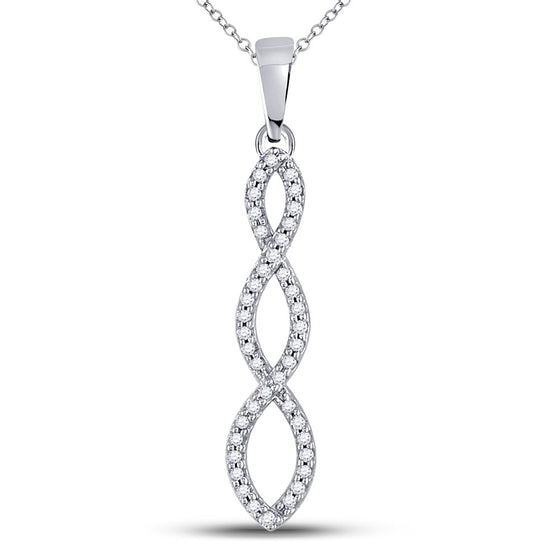 10k White Gold Womens Round Diamond Twist Fashion Pendant 1/8 Cttw