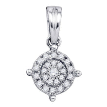  10k White Gold Womens Round Diamond Circle Frame Cluster Pendant 1/6 Cttw