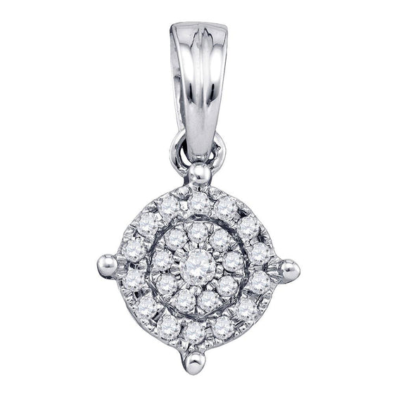 10k White Gold Womens Round Diamond Circle Frame Cluster Pendant 1/6 Cttw
