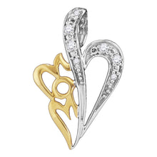  Sterling Silver Womens Round Diamond Mom Heart Pendant 1/8 Cttw