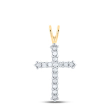  10k Yellow Gold Womens Round Diamond Cross Pendant 1/4 Cttw