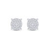 10k White Gold Womens Round Diamond Circle Cluster Earrings 1/4 Cttw