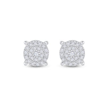  10k White Gold Womens Round Diamond Circle Cluster Earrings 1/4 Cttw