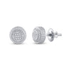 Sterling Silver Round Diamond Circle Disk Stud Earrings 1/20 Cttw