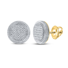  Yellow-tone Sterling Silver Round Diamond Disk Circle Earrings 1/4 Cttw