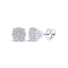  10k White Gold Womens Round Diamond Circle Cluster Earrings 1/4 Cttw
