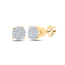  10k Yellow Gold Womens Round Diamond Cluster Earrings 1/8 Cttw