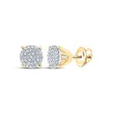  10k Yellow Gold Womens Round Diamond Circle Cluster Earrings 1/4 Cttw
