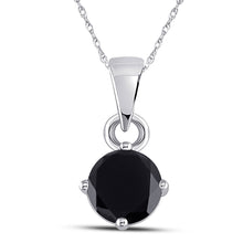 10k White Gold Womens Round Black Color Enhanced Diamond Solitaire Pendant 1 Cttw
