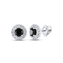  10k White Gold Womens Round Black Color Enhanced Diamond Stud Earrings 1 Cttw