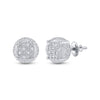 Sterling Silver Round Diamond Cluster Earrings .03 Cttw