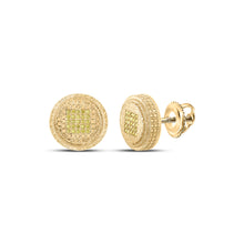  Yellow-tone Sterling Silver Round Yellow Color Enhanced Diamond Circle Earrings 1/6 Cttw