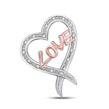  Sterling Silver Womens Round Diamond Love Heart Pendant 1/20 Cttw