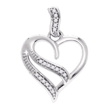  Sterling Silver Womens Round Diamond Heart Pendant 1/20 Cttw