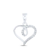 10k White Gold Womens Round Diamond Heart Pendant 1/10 Cttw