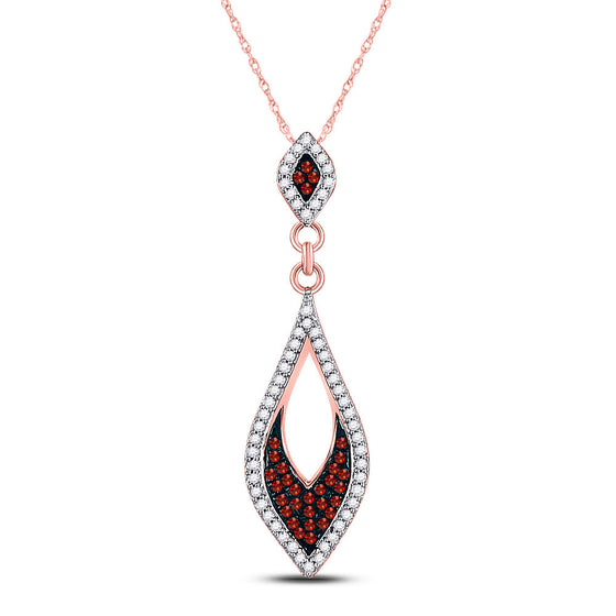 10k Rose Gold Womens Round Red Color Enhanced Diamond Fashion Pendant 1/5 Cttw