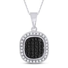 10k White Gold Womens Round Black Color Enhanced Diamond Cluster Pendant 1/4 Cttw