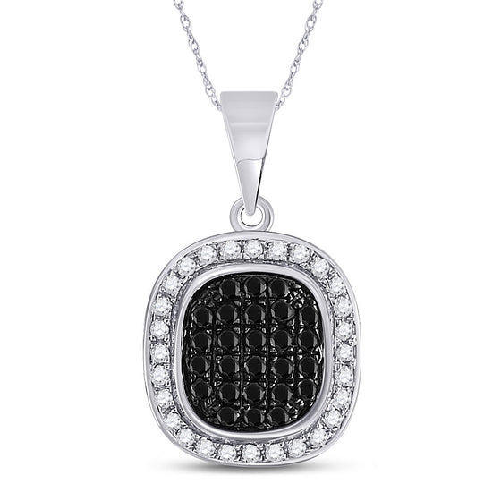 10k White Gold Womens Round Black Color Enhanced Diamond Cluster Pendant 1/4 Cttw
