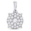 14k White Gold Womens Round Diamond Cluster Pendant 1/2 Cttw