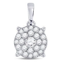  14k White Gold Womens Round Diamond Cluster Pendant 1/2 Cttw