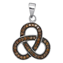  Sterling Silver Womens Round Brown Diamond Trinity Fashion Pendant 1/4 Cttw