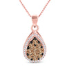10k Rose Gold Womens Round Brown Diamond Teardrop Pendant 3/4 Cttw
