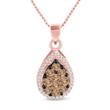  10k Rose Gold Womens Round Brown Diamond Teardrop Pendant 3/4 Cttw