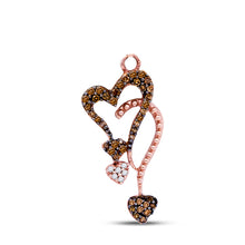  10k Rose Gold Womens Round Red Color Enhanced Diamond Heart Pendant 1/5 Cttw