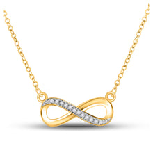  10k Yellow Gold Womens Round Diamond Infinity Necklace 1/20 Cttw